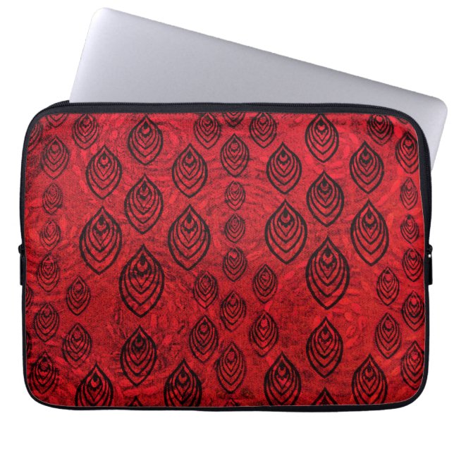 Rödregn färg/vatten tappar formen mönster laptop fodral (Framsidan)