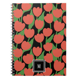 Rödretro, personlig monogram anteckningsbok