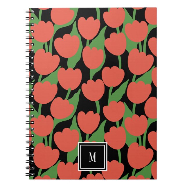 Rödretro, personlig monogram anteckningsbok (Framsidan)