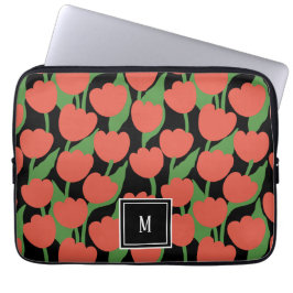 Rödretro, personlig monogram laptop fodral