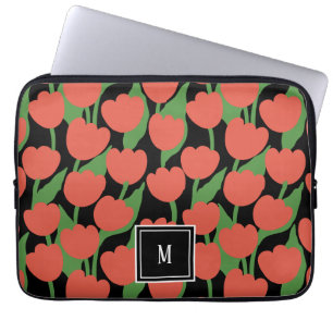 Rödretro, personlig monogram laptop fodral