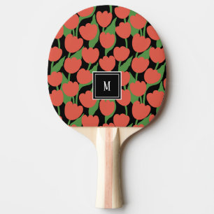Rödretro, personlig monogram pingisracket