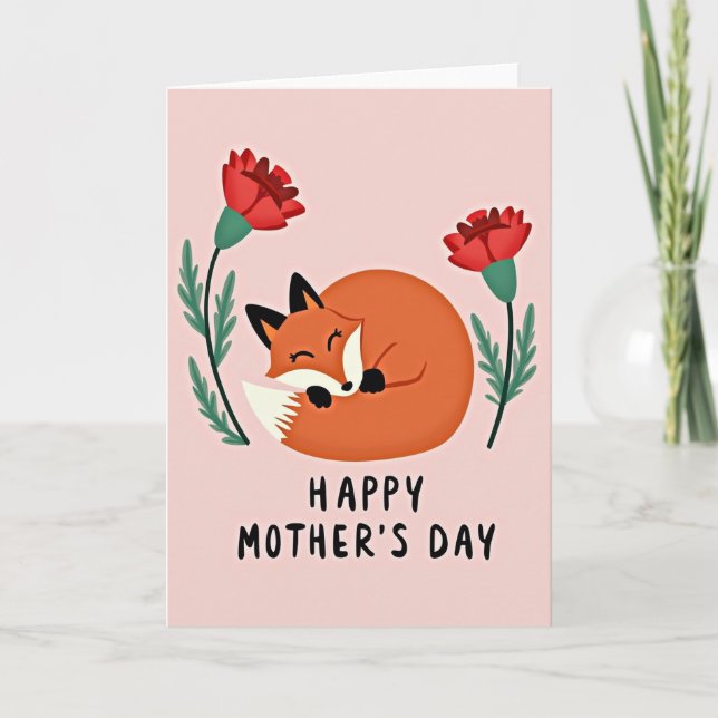 Rödrev Floral Mors Dagskort Kort (Framsida)