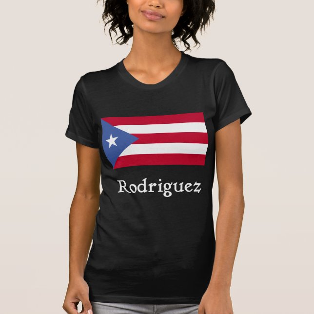 Rodriguez Puerto Rican flagga T Shirt (Framsida)