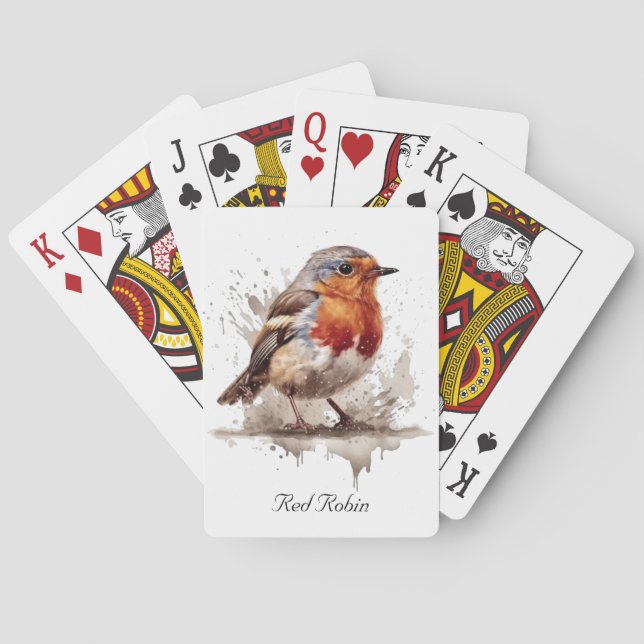 Rödrocka i vattenfärg casinokort (Baksidan)