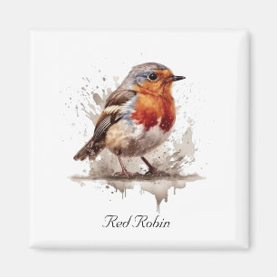 Rödrocka i vattenfärg magnet