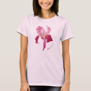 Rödröd irisröd utskrift på rosa överst t-shirt