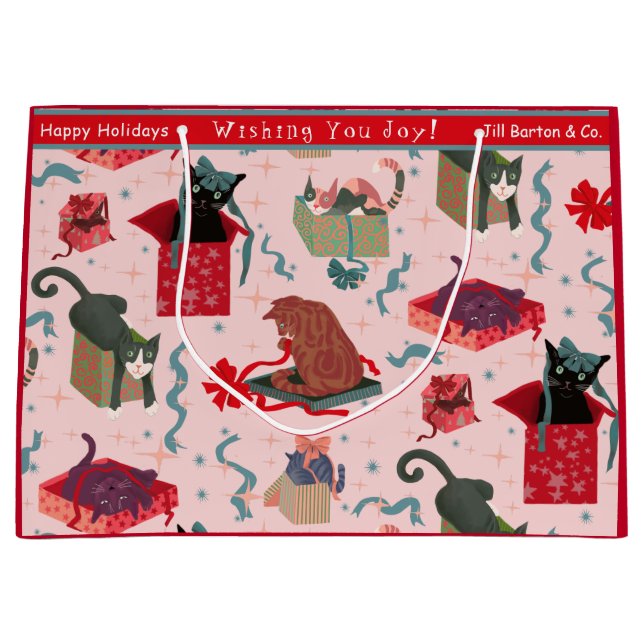 Rödrosa Anpassningsbar, rosa katter och julboxar (Framsidan)