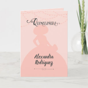 Rödrosa Charro Siluett Quinceanera Inbjudan