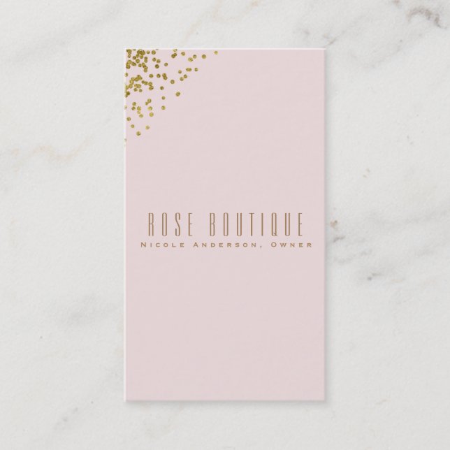 Rödrosa Guld Konfetti Hörn Elegant Chic Visitkort (Framsida)