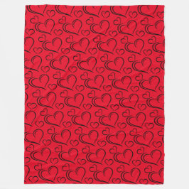 Rödrosa och svarta hjärtbläckfiltar fleecefilt