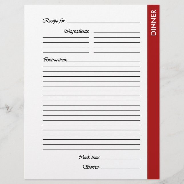 Rödrosa tvåsidiga receptsidor (Framsida)