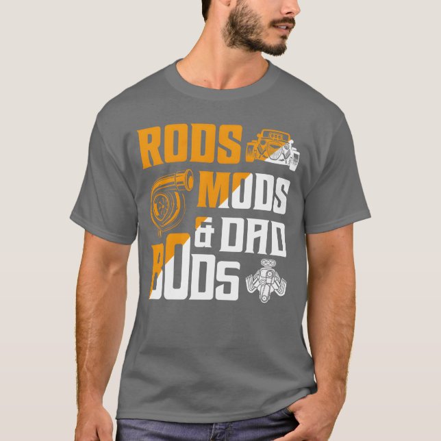 Rods Mods Dad Bods Classic Retro Car friends frien T Shirt (Framsida)