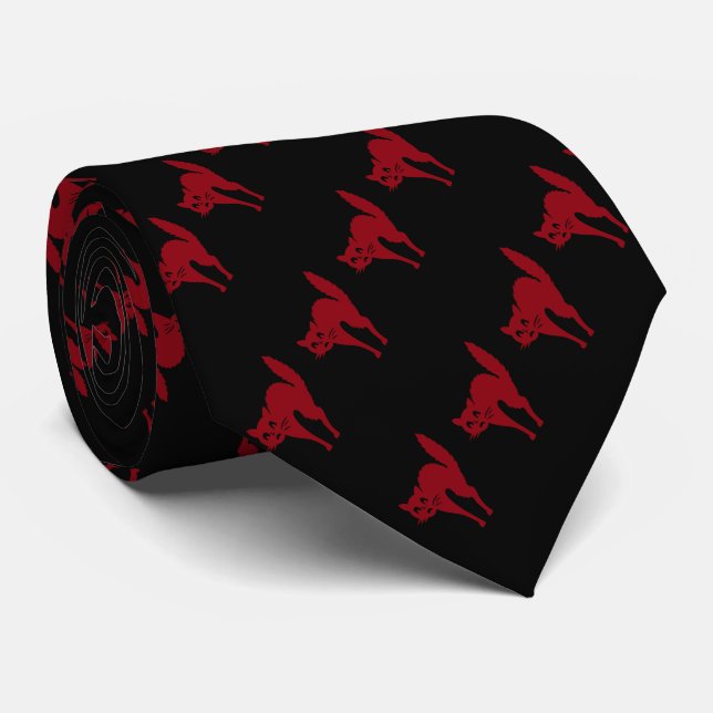 rödskrämd katthalloween slips (Rullad)