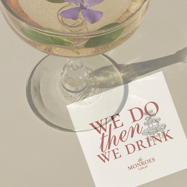 Rödskript med enkel Elegant, Personlig Bröllop Pappersservett (Luxury Classic Red Wedding Suite Theme with options to personalize for your special day.)