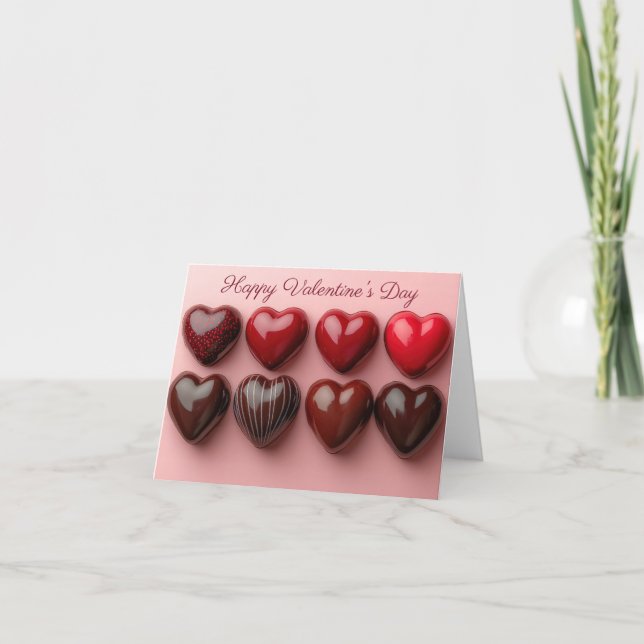 Rödskuggade Hearts Valentines Hälsning Kort (Framsida)