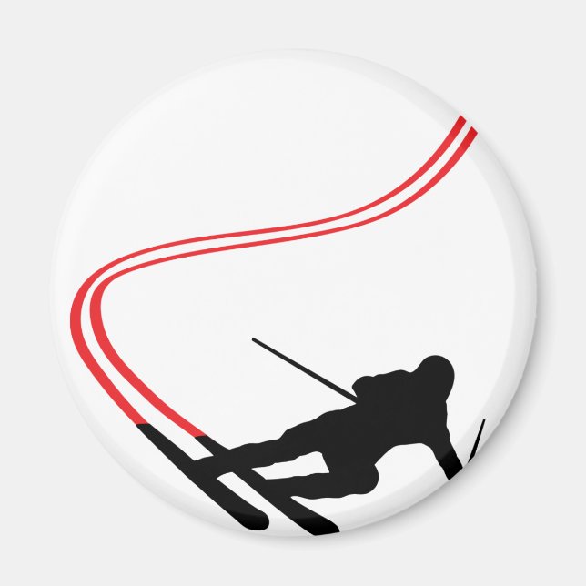 rödspår för skidbackskidåkning magnet (Framsidan)
