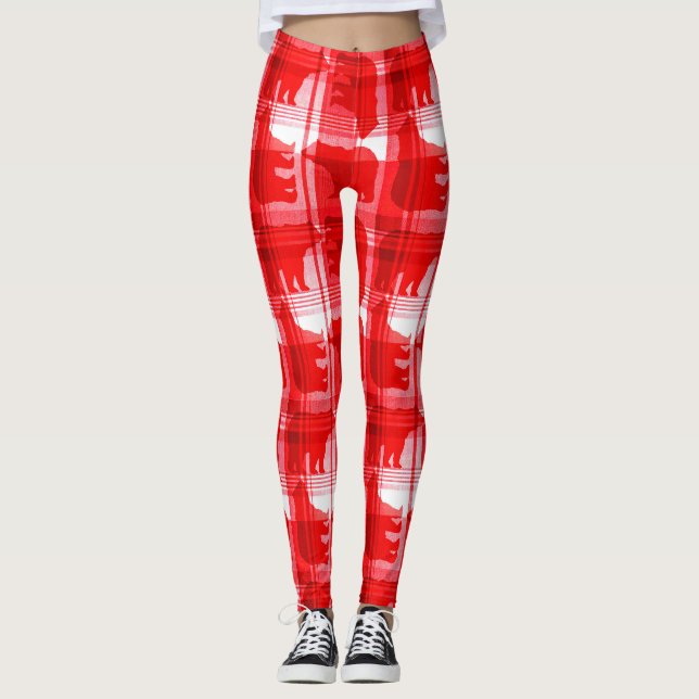Rödspätta björnar i mönster leggings (Framsida)