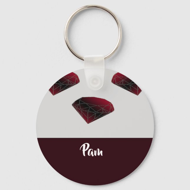 Rödstenar med ruby-namn nyckelring (Framsida)