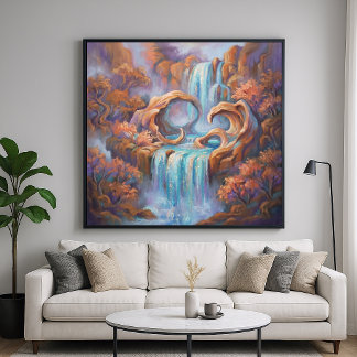 Rödstens vattenfall - Pastell Impressionistisk sti Poster