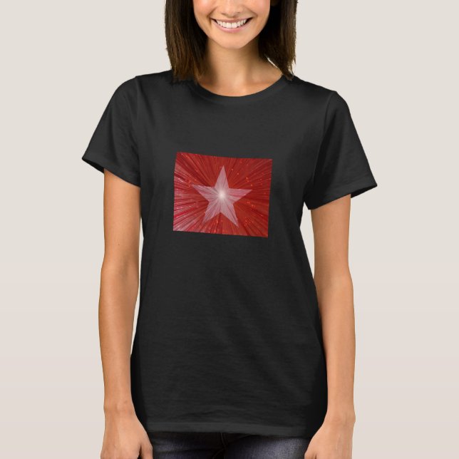 Rödstjärniga kvinnors t-shirt svart (Framsida)