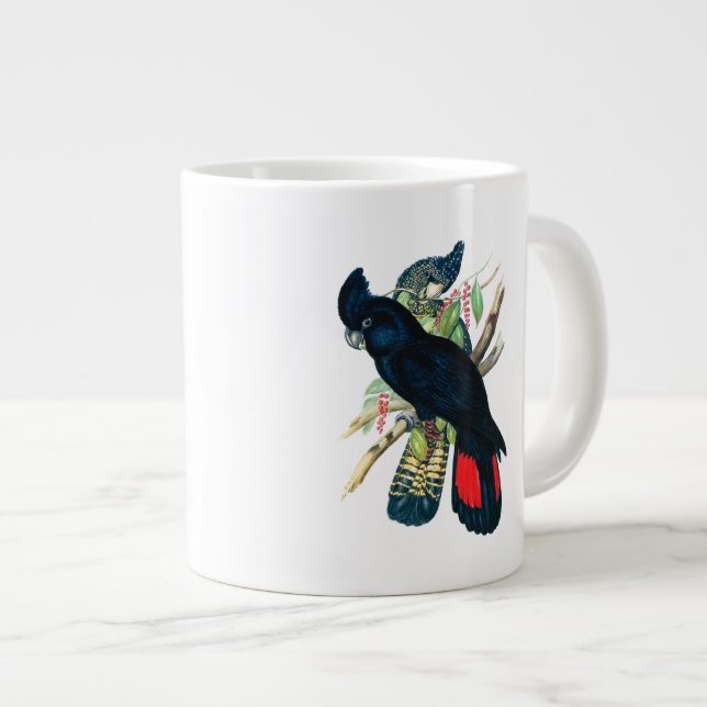 Rödstjärt, Svart (Banksian) Cockatoos. Jumbo Mugg (Framsida höger)