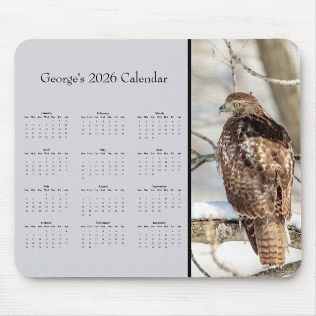 Rödstjärtad vråk: Anpassa kalender för hela året 2 Musmatta (Framsidan)
