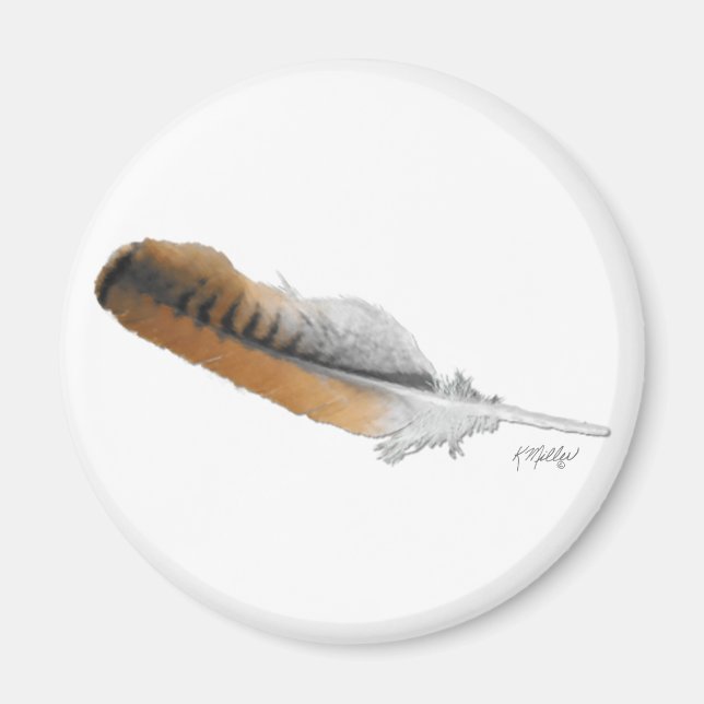 Rödstjärtshökfjäder Magnet (Framsidan)
