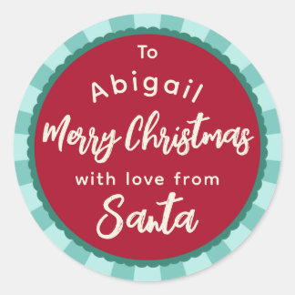 Rödstrimlad från julklapp runt klistermärke