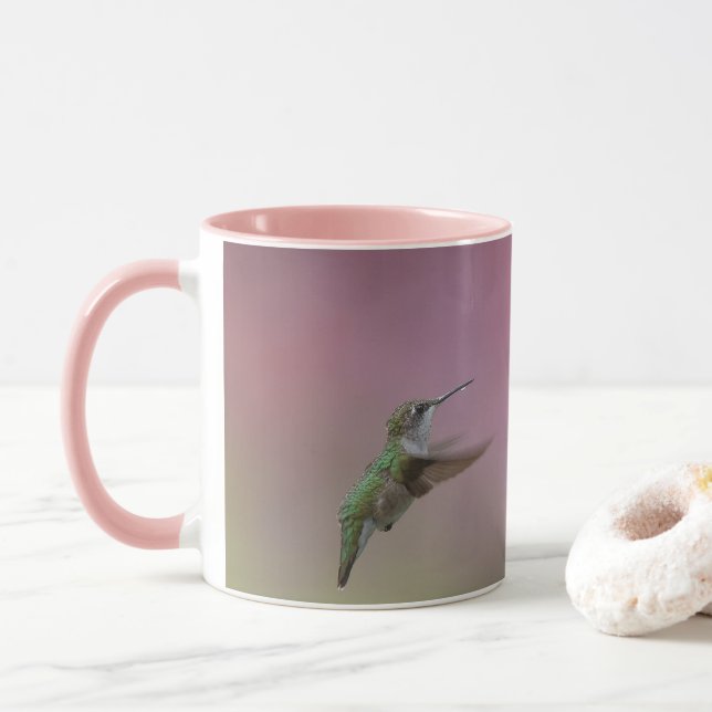 Rödstrupig kolibri rosa accentmugg mugg (Med munk)