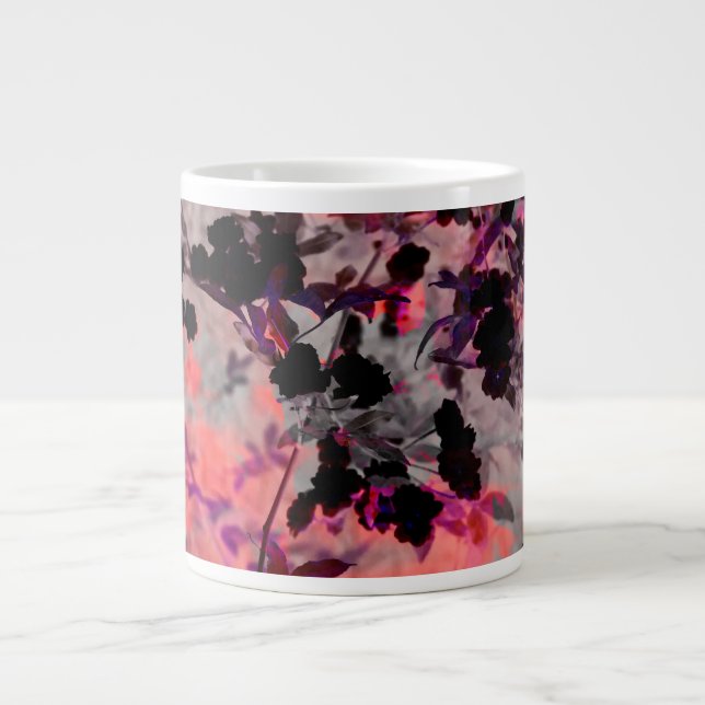 Rödsvart blomma mönster är grafik jumbo mugg (Framsidan)