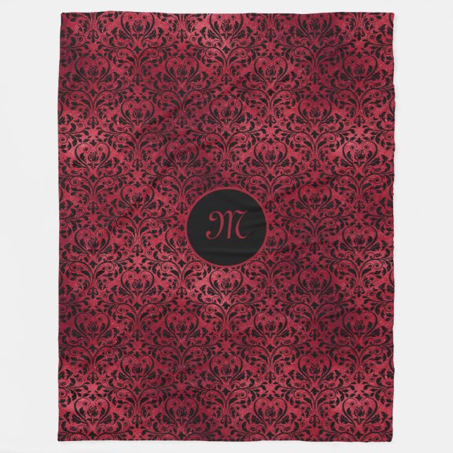 Rödsvart damm med Monogram Fleecefilt (Framsidan)