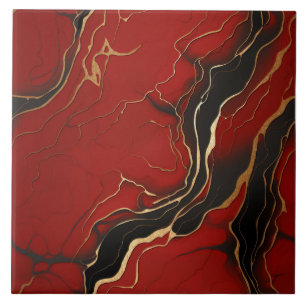Rödsvart guld Marcular Swirl Linjer Kakelplatta