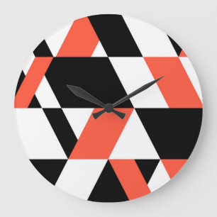 Rödsvart, modern, trendig, geometrisk design i tät stor klocka