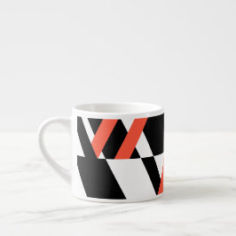 Rödsvart, modern, trendig, stadens geometriska utf espressomugg