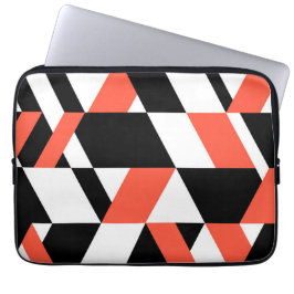 Rödsvart, modern, trendig, stadens geometriska utf laptop fodral