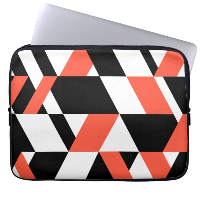 Rödsvart, modern, trendig, stadens geometriska utf laptop fodral (Framsidan)
