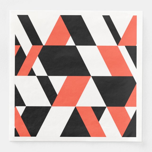 Rödsvart, modern, trendig, stadens geometriska utf pappersservett (Framsida)