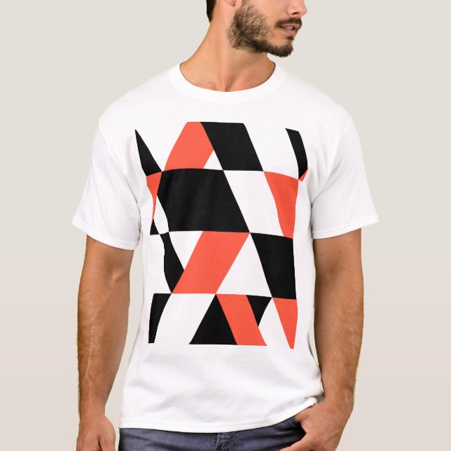 Rödsvart, modern, trendig, stadens geometriska utf t shirt (Framsida)