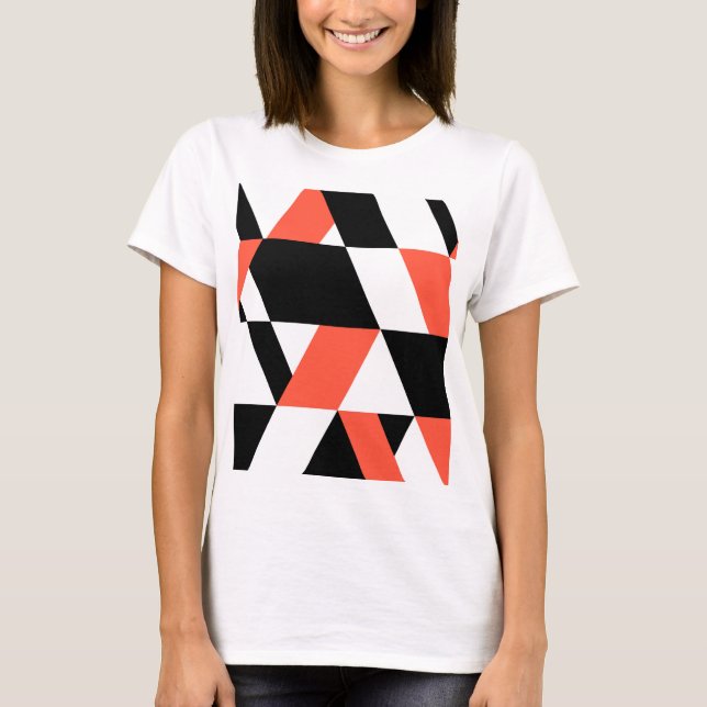 Rödsvart, modern, trendig, stadens geometriska utf t shirt (Framsida)