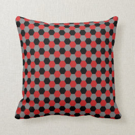 Rödsvart och Grått Hexagons Pillow Kudde