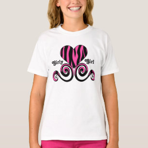 Rödsvart och shock rosa, giftigt zebrastrimmigt hj t shirt