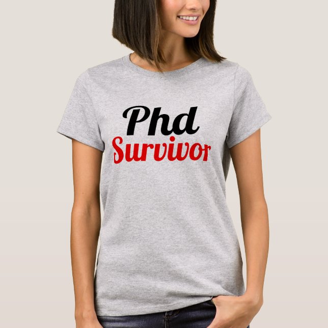Rödsvart Phd Survivor Typography T Shirt (Framsida)