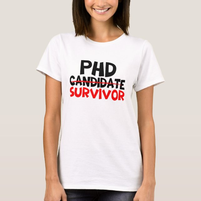 Rödsvart Phd Survivor Typography T Shirt (Framsida)