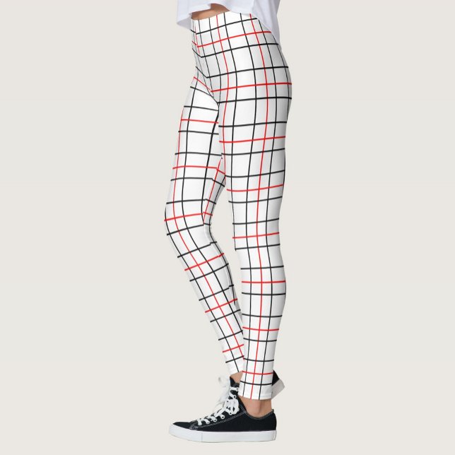 Rödsvart rutnätsformad Linjer Leggings (Skapare uppladdad)