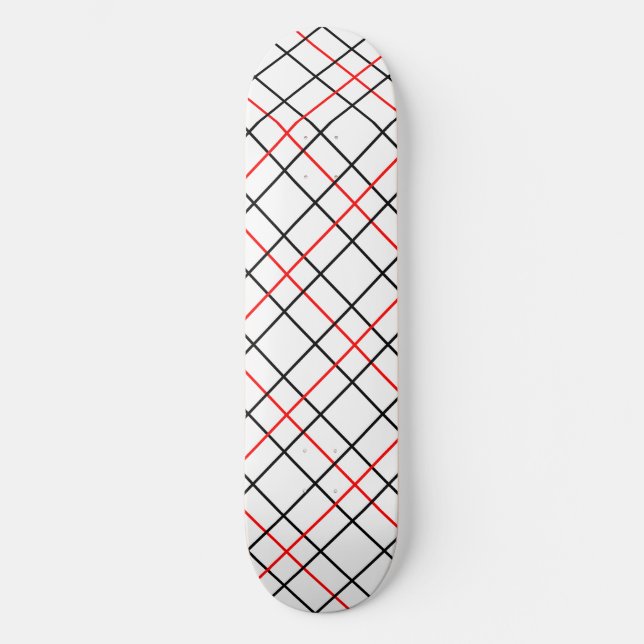 Rödsvart rutnätsformad Linjer Mini Skateboard Bräda 18,5 Cm (Framsida)