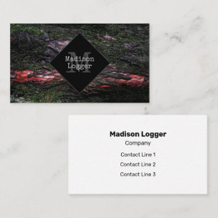 Rödsvart träd-mossy-träbark Logger Monogram Visitkort