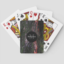 Rödsvart träd-mossy-träbark Monogram Casinokort