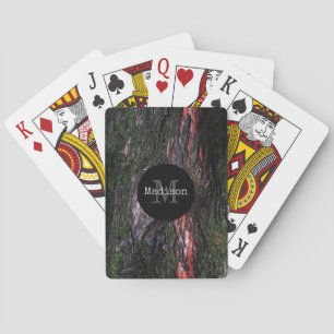Rödsvart träd-mossy-träbark Monogram Casinokort