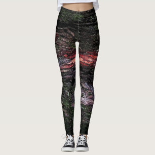 Rödsvart träd-mysk leggings